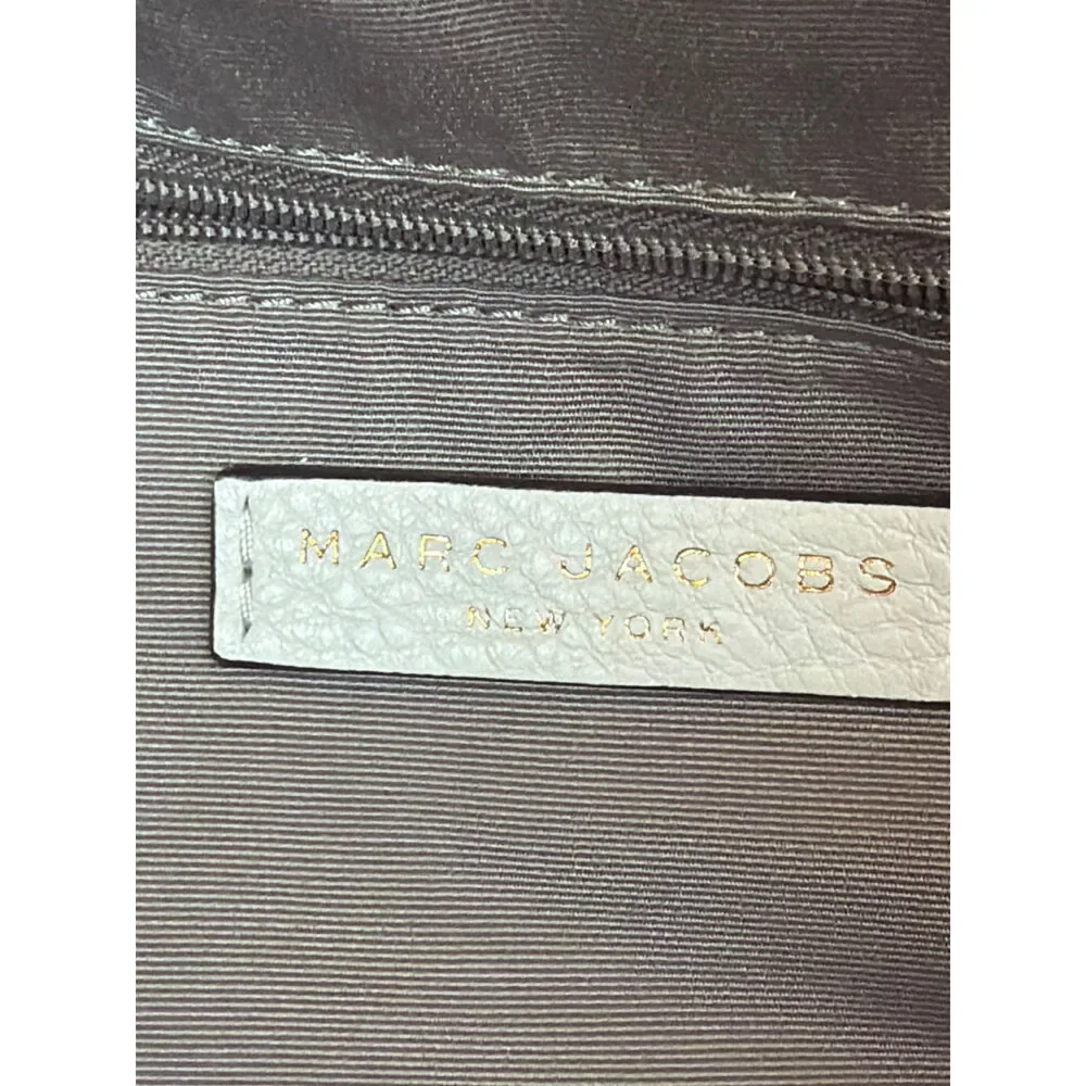 Marc Jacobs Cream Leather Varsity Backpack MJ Patch Gold Hardware